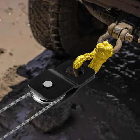 Kick Some Tail Heavy Duty Winch Snatch Block Doubles Your Rig Pulling Strength For Atv And Utv Off Road Recovery Fits 1/4 To 5/8 Cable load doubling pulley with steel cables and synthetic rope.