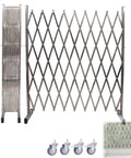 Heavy Duty Mobile Folding Security Gate Smooth Rolling Stainless Steel Access Control Barrier For Garages Warehouses And Job Sites Pop Up Crowd Control Fence Built Like A Tank Legit Pro Grade Protection 100 X 120 Cm with smooth wheels.