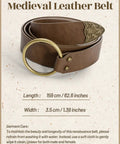 Badass Medieval Leather Belt For Renaissance Cosplay And Hella Cool Pirate Viking Props featuring an embossed buckle and adjustable strap.