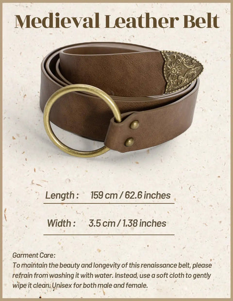 Badass Medieval Leather Belt For Renaissance Cosplay And Hella Cool Pirate Viking Props featuring an embossed buckle and adjustable strap.