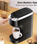 Single Serve K Cup Pod Coffee Maker With Six To Fourteen Oz Brew Size One Touch Fast Three Minute Brew Strength Control BPA Free Materials Fits Six Point Six Inch Travel Mugs Silver Upgrade in use brewing coffee