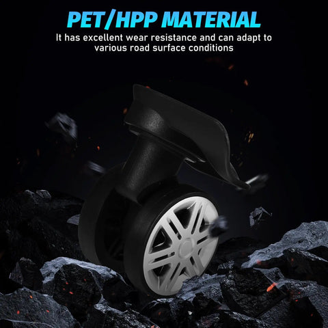 Premium 4 Piece Swivel Replacement Suitcase Wheels With Double Row Build And Smooth TPE Bearings Setup For Easy Luggage Roller Overhauls black PET/HPP wheel