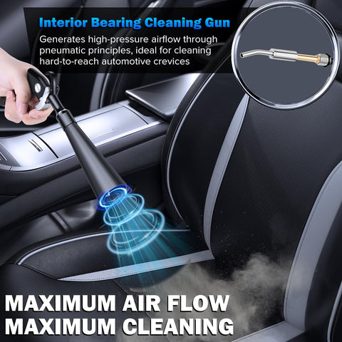 Pro Grade High Pressure Car Cleaning Gun with Dual Nozzles showcasing deep cleaning interior car seat crevice