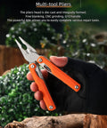 28-In-1 Pocket Multitool Pliers With Replaceable Bits For Outdoor And Home Use in hand, featuring pliers and orange handle