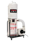 Heavy Duty Vortex Cone Dust Collector With 5 Micron Bag Filter And 1.5 Hp Motor on black wheeled stand for woodworking use.