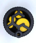 Top view of Premium Geared Espresso Needle Distributor With Reliable Magnetic Base for Home Baristas showcasing gears.