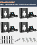 Heavy Duty Truck Bed Tie Down Anchors With Boxlink Cleats And Mounting Plates, four anchor brackets and accessories for secure gear.