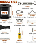All In One Outdoor String Light Hanging Kit With 300 Ft Nylon Coated Stainless Steel Cable And Essential Accessories size guide.