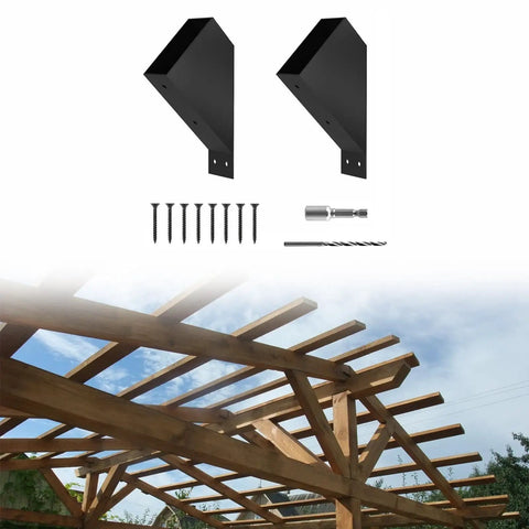 Heavy Duty Pergola Bracket Kit Two Piece For Gazebo And Outdoor Patio Backyard Setup Easy To Install Sturdy Brackets For Balconies Courtyards Parks Restaurants And Commercial Outdoor Spaces