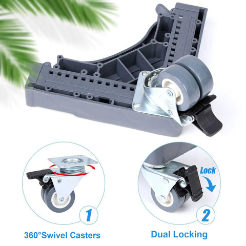 Adjustable Appliance Dolly Cart With Four Locking Twin Wheels Heavy Duty Mobile Base corner and wheel with lock feature