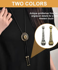 All In One Bolo Tie Findings Kit With 36 Pieces Including 12 Silver Cord Tips 12 Bronze Cord Tips 6 Silver Slides And 6 Bronze Slides For Legit DIY Jewelry Making And Cowboy Style Necklaces, two-color bolo tie set