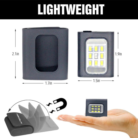 Two Pack Ultra Bright Rechargeable LED Running Lights for Night Runs and Outdoor Adventures size shown in hand