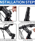 Installation steps for Adjustable Bike Stem Riser Extender For 31.8mm Handlebars And 28.6mm Forks Universal Stem With 80 Degree Angle