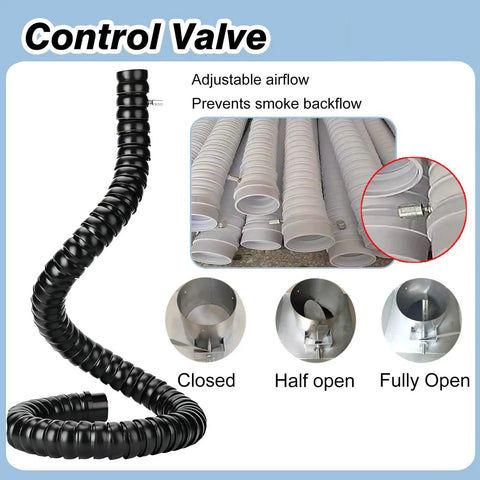 No Sweat Flexible Fume Extractor Hose With 6.2 Inch Diameter And 5 Foot Reach engineered for adjustable airflow control in workshops.
