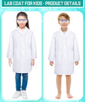 Kids wearing Six Set Of White Kids Lab Coats With Goggles And ID Card Holders, 18 Piece Doctor Scientist Dress Up Kit For Boys And Girls