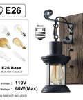 Rustic Farmhouse Wall Sconce With Wood And Metal Finish, Industrial Vintage Style Indoor Lighting With Clear Glass, E26 Base