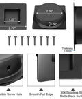 Two And Three Quarters Inch Recessed Finger Flush Pocket Door Pulls In Matte Black Stainless Steel Sliding Closet Door Handle Square Barn Door Hardware 2 Pack Built Tough For Daily Use Rust Proof Smooth Chamfered Edges. Multiple views showing measurements, smooth edge, and matte black finish.