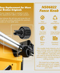 Precision Replacement Fence Knob For DeWalt Table Saw Compatible With DWE7491RS And N506822 Parts close-up on table saw fence.