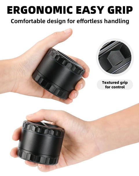 2.5 Inch Aluminum Herb Grinder With Top Storage And Large Bottom Chamber 3 Piece 4 Part Spice Grinder With Anti Jam Teeth