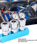 Air Compressor Quick Connector And Fast Coupler For Pneumatic Tools Heavy Duty Aluminum Alloy Manifold Fitting With Easy Quick Disconnect SML-3 in use