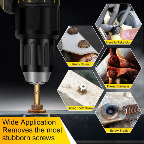 12 Piece Stripped Screw Extractor Kit With Drill Bits For Removing Stripped Rusty Or Broken Nuts And Bolts Easy Out Tools