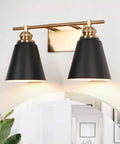 4 Light Black And Gold Vanity Light With Metal Shade Dope Modern Farmhouse Style Over Mirror 30 Inch Bathroom Vanity Lighting