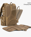 MOLLE Compatible Diaper Backpack for Dads With Built-In Changing Mat And Stroller Straps, Rugged 600D Tactical Daypack In Coyote Brown