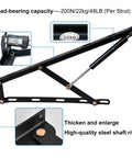 Heavy Duty Hydraulic Bed Lift Mechanism Featuring 48 Pound Gas Springs For Smooth Storage Bed Raising No Sweat Setup Murphy Frame Hardware Kit For Homes, showcasing a sturdy black gas spring with a 22kg load capacity.