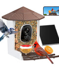 Smart Bird Feeder With Camera For Outdoors Solar Powered Bird House 2K HD Live Video AI Species ID Real Time Alerts 2.4G WiFi Brown