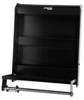 Aluminum Work Station Storage Cabinet With Flip Out Work Tray And Paper Towel Rack Organizer For Enclosed Race Trailer Shop And Garage Storage In Black Heavy Duty Space Saving Design
