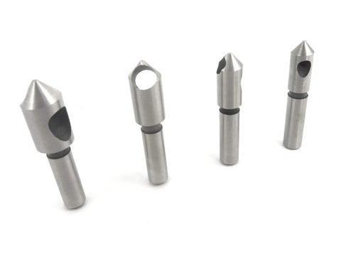 Single Flute Countersink Chamfer Tool Set 82 Degree 4 Piece With Wooden Box Ultra Smooth Countersunk Holes Fast Cutting