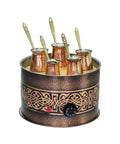 Copper Turkish Sand Coffee Maker Set With Electric Heating 110 To 230 Volt Old School Ottoman Round Design Coffee Machine With Pot Set Of Five Sizes Options