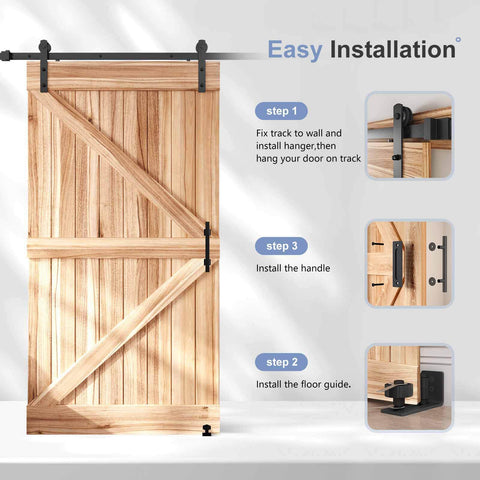 8 Ft Sliding Barn Door Hardware Kit With Straight Pulley Track For A Smooth Glide Like Butter And Quiet Operation, wood door installation