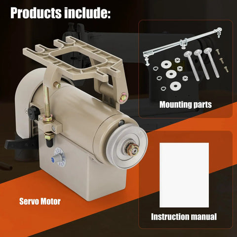 Beefy 550W Sewing Machine Servo Motor Workhorse For Home And Industrial Use with mounting parts and instruction manual