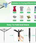 Outdoor Clothes Drying Rack With 4 Aluminum Arms Folding Rotary Dryer 12 Lines Spanning 165 Feet Of Drying Space