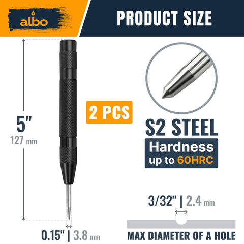 Auto Center Punch Tool 5 Inch Spring Loaded Drill Punch For Metal Wood And Steel Heavy Duty Marking In The Workshop
