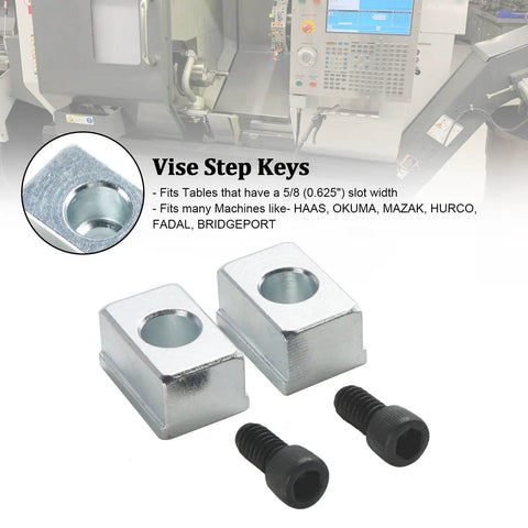 Kurt Style Vise Step Keys Crafted From 4140 Steel For Tables With An Eleven Sixteenths Inch Slot Width And Five Eighths Inch Size