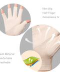 Women's Fingerless Driving Gloves With UPF50 Plus UV Protection showing non-slip palm and breathable mesh material design.