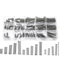 240 Piece Compression Springs Assortment Kit, 15 Sizes, Stainless Steel in a clear organizer box