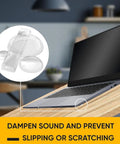 Ditch The Noisy Door Slams With These Clear Silicone Cabinet Bumpers, Self Adhesive Anti Bang Pads For Quieter Drawers And Furniture, 128 Tranquil Home Upgrade Pack on a laptop surface.