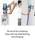 Gen5Detect Cordless Vacuum With 280AW Suction, Three Power Modes, Up To 70 Minutes Runtime shown with bin emptying and wall docking