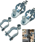 Heavy Duty T Post Gate Hinge Kit For 1-5/8 Inch Chain Link Fence Gate Posts Galvanized Steel displayed with installation example