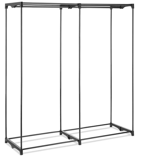 Grab-And-Go Portable Wardrobe Closet Organizer With Hanging Rack, Extra Wide, No Tool Assembly, Black 60Lx19.5Wx64H, frame view