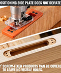 Heavy Duty 6 Inch Hidden Door Hinge Jig Delivers Dead On Alignment For Concealed Cabinet Hinges setup with router on wood.