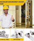 Heavy Duty Adjustable Pivot Door Hinge Set Stainless Steel Hidden Hinges For Secret Doors Bookcase Murphy Doors With 360 Degree Rotation Silent Opening Rust Resistant Easy Alignment showcased with features and load capacity.