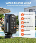 Salt Chlorine Generator for 25000 Gallon Pools With WiFi App Control poolside with custom chlorine output features.