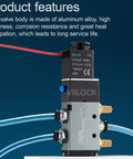5 Way 2 Position Pneumatic Solenoid Valve, Aluminum Alloy Body, 1/4 Inch NPT Inlet and Outlet, DC 12V Coil, 4V210-08