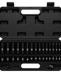 38 Piece Heavy Duty Chrome Vanadium Impact Socket Set 3/8 Drive 8-22mm Deep And Shallow Sockets 12 Point Gearbox Wrench Ratcheting Tools For Pro Mechanics in case