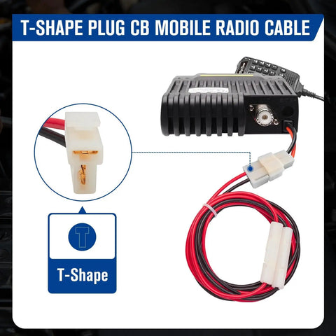 T-Shape DC Car Power Cable With Beefy 15A Fuse For Yaesu Kenwood ICOM Alinco AnyTone And BTECH CB Mobile Radio Connectors, 3m