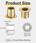 8Pcs Flange Sleeve Bearings 8mm Bore 10mm OD 12mm Length Self Lubricating Sintered Bronze Bushings Diagram